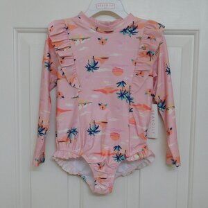 NWT Seafolly Tropical Island Long Sleeve Rash Guard Swimsuit sz 4t